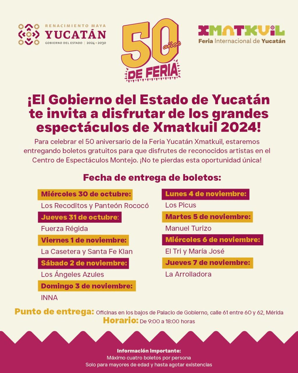 Regalarán boletos para disfrutar de grandes artistas en la Feria Internacional de Yucatán Xmatkuil 2024