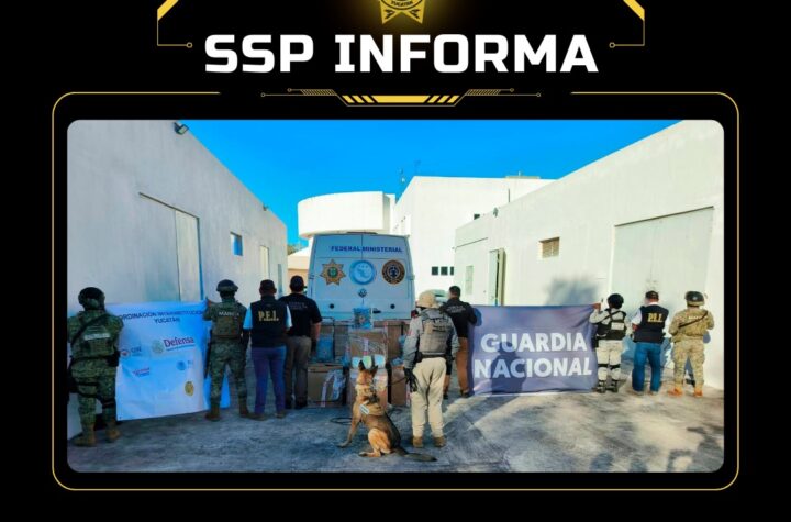 Detectan cargamento de droga en puesto de revisión en la carretera Mérida–Cancún; un detenido