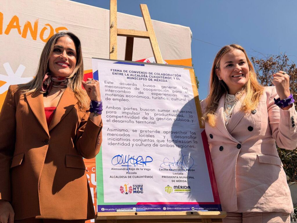 Cecilia Patrón firma alianza con alcaldía Cuauhtémoc para fortalecer turismo y economía en Mérida