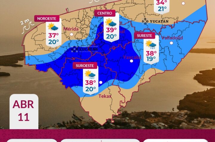 Sábado caluroso con lluvias por la tarde en Yucatán