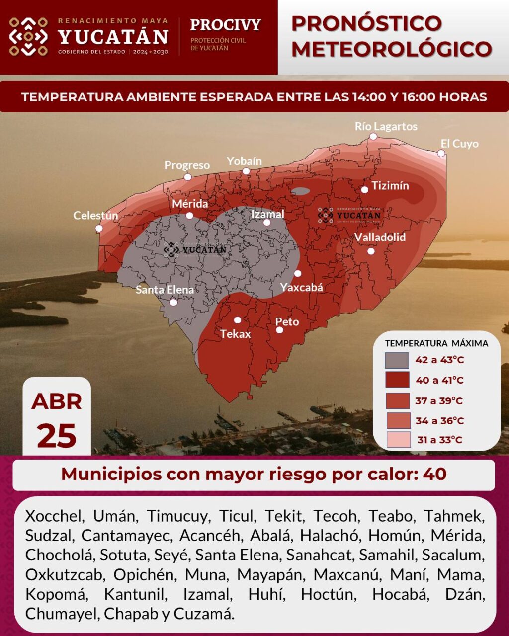 Alertan por calor extremo en Yucatán este sábado