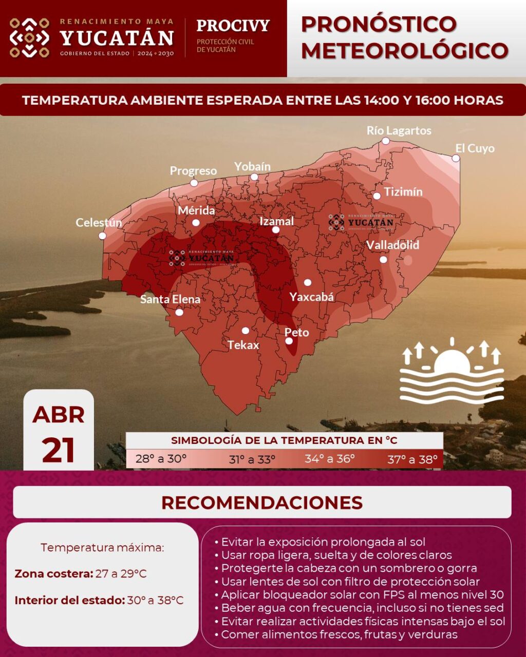 Recomiendan precauciones por calor, lluvia y viento