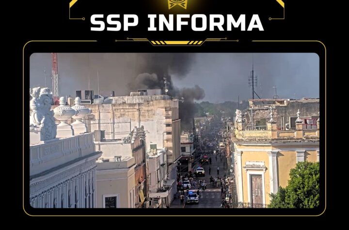 Incendio en el Bazar García Rejón, en el centro de Mérida