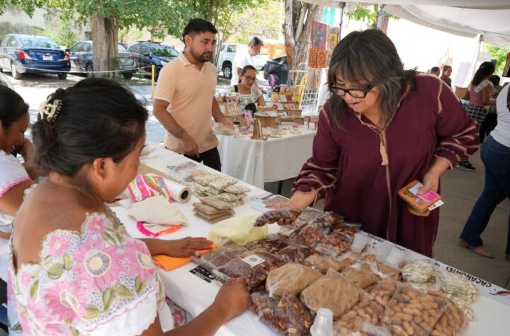 Manos que tejen, bordan y emprenden se reúnen en feria artesanal