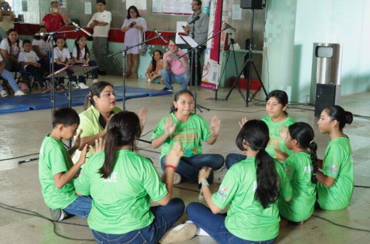 Coros infantiles de Sedeculta llenan Gran Museo del Mundo Maya con el concierto “Dame la mano y cantaremos”