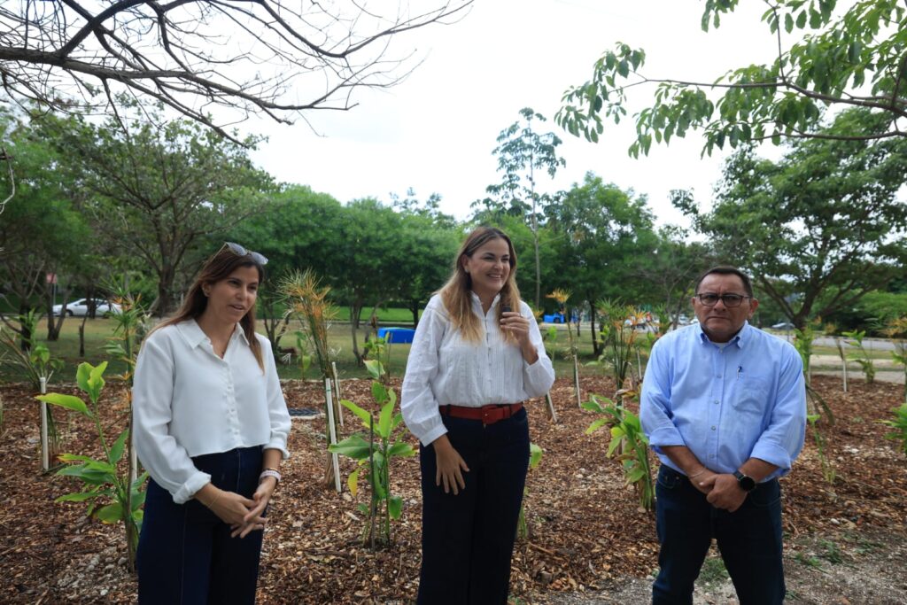 Cecilia Patron entrega primer jardín de lluvia para prevenir encharcamientos en Ciudad Caucel.