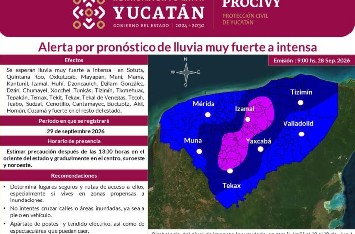 Procivy llama a tomar precauciones ante lluvias intensas en Yucatán